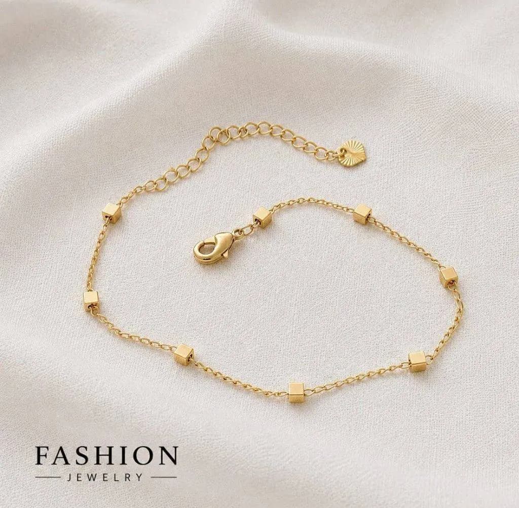 پابند تک مربع طرح طلا برند Fashion Jewelry کد 3645