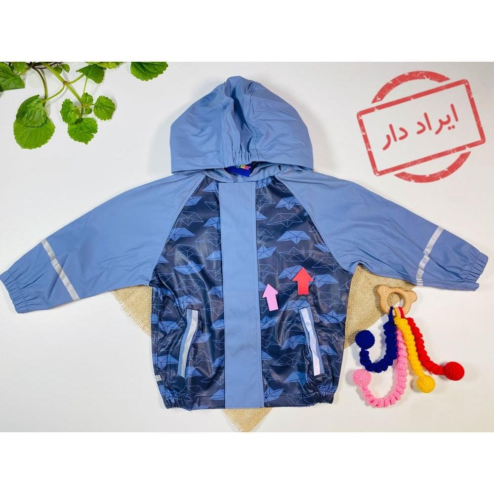 ایراد دار _ سویشرت نوزادی پسرانه آستین بلند برند لوپیلو طرح بارونی جیب دار کلاه دار و جلو زیپی طوسی رنگ – 12 تا 24 ماه