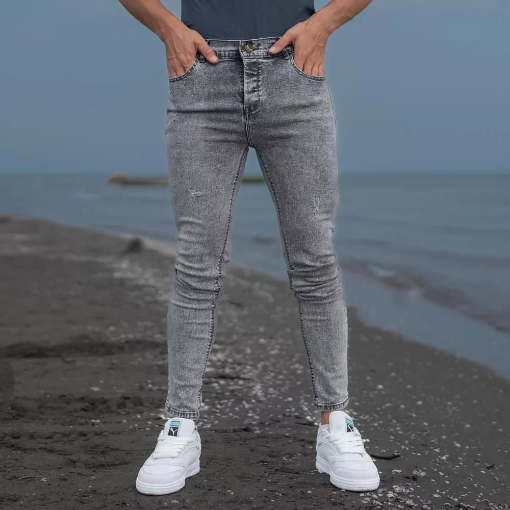 شلوار جین مردانه خاکستری کد 26625