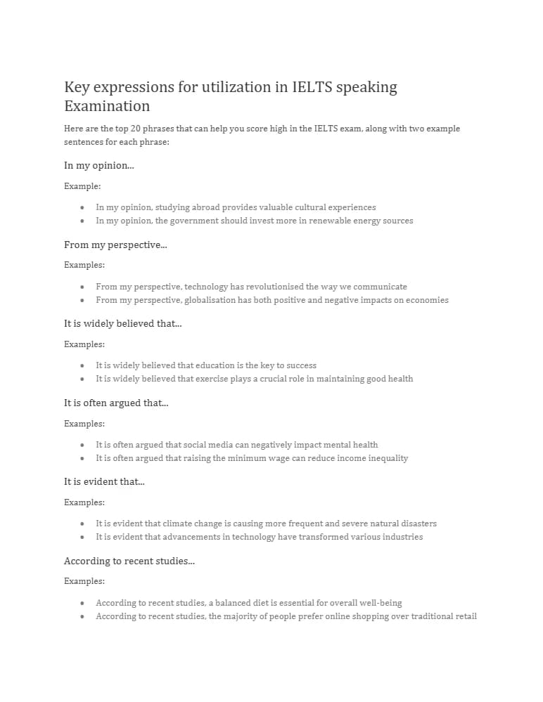 کتاب Key Expressions for Utilization in IELTS Speaking Examination (عبارات کلیدی برای آزمون اسپیکینگ آیلتس) نسخه انگلیسی PDF