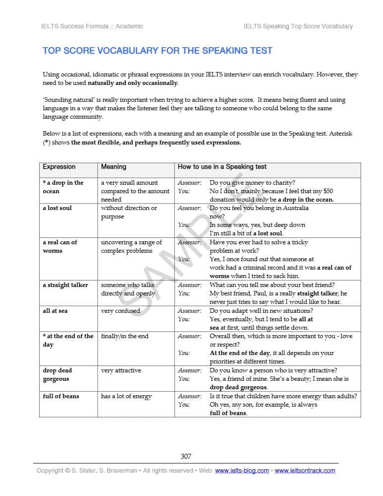 کتاب ISF Speaking Vocabulary Sample (نمونه واژگان اسپیکینگ ISF) نسخه انگلیسی PDF