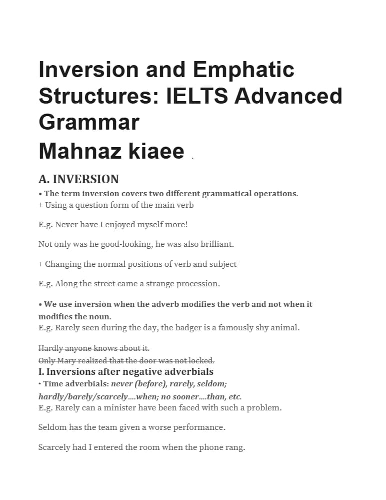 کتاب Inversion and Emphatic Structures (ساختارهای وارونگی و تأکیدی) نسخه انگلیسی PDF