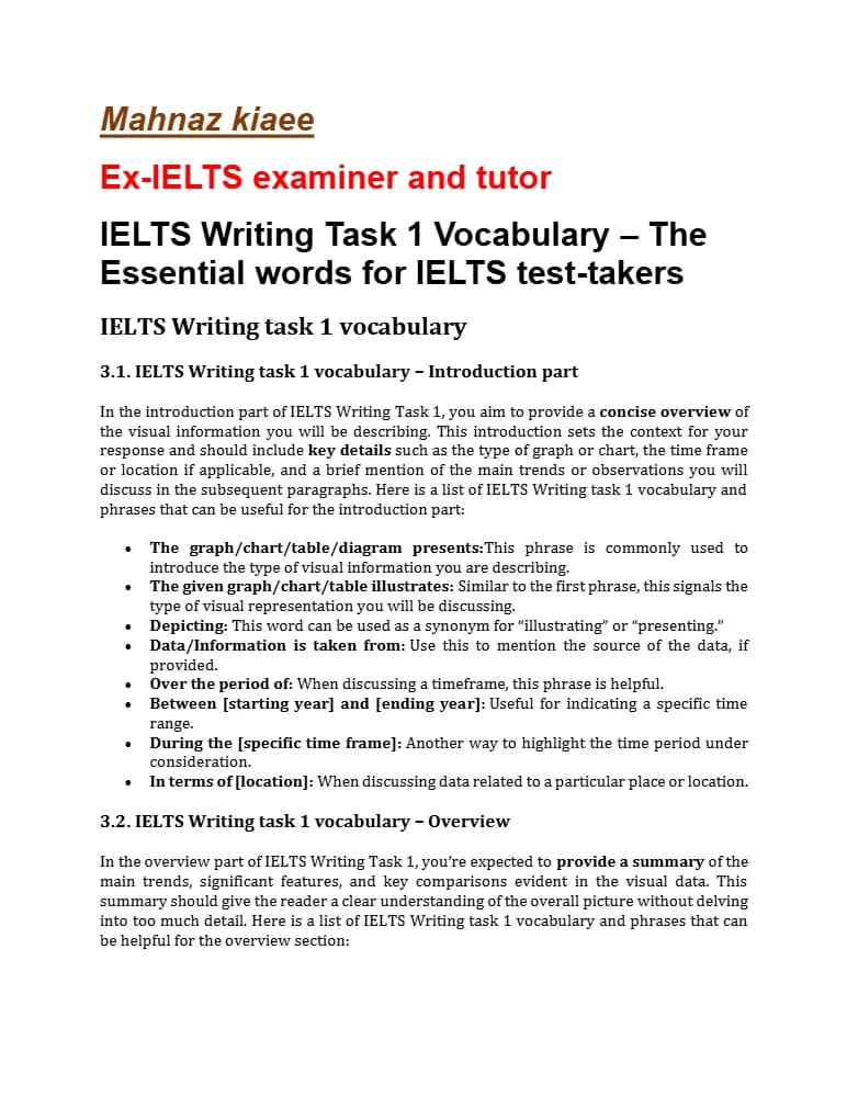 کتاب IELTS Writing Task 1 Vocabulary: The Essential Words for IELTS (واژگان ضروری رایتینگ تسک ۱ آیلتس) نسخه انگلیسی PDF