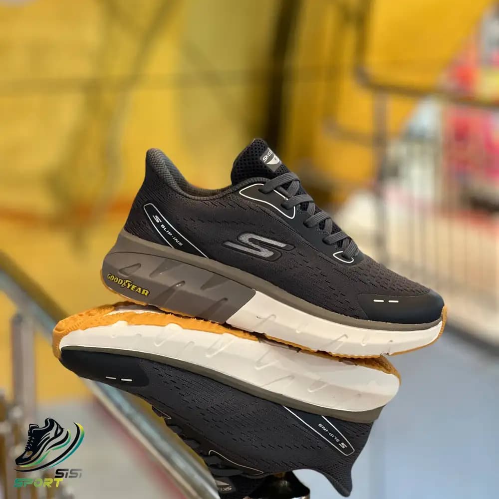 کفش مردانه اسکیچرز با زیره goodyear طوسی — تصویر ۳