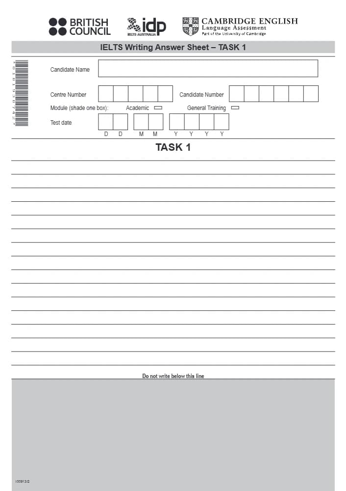 کتاب IELTS Writing Answer Sheet (پاسخ‌برگ رایتینگ آیلتس) نسخه انگلیسی PDF