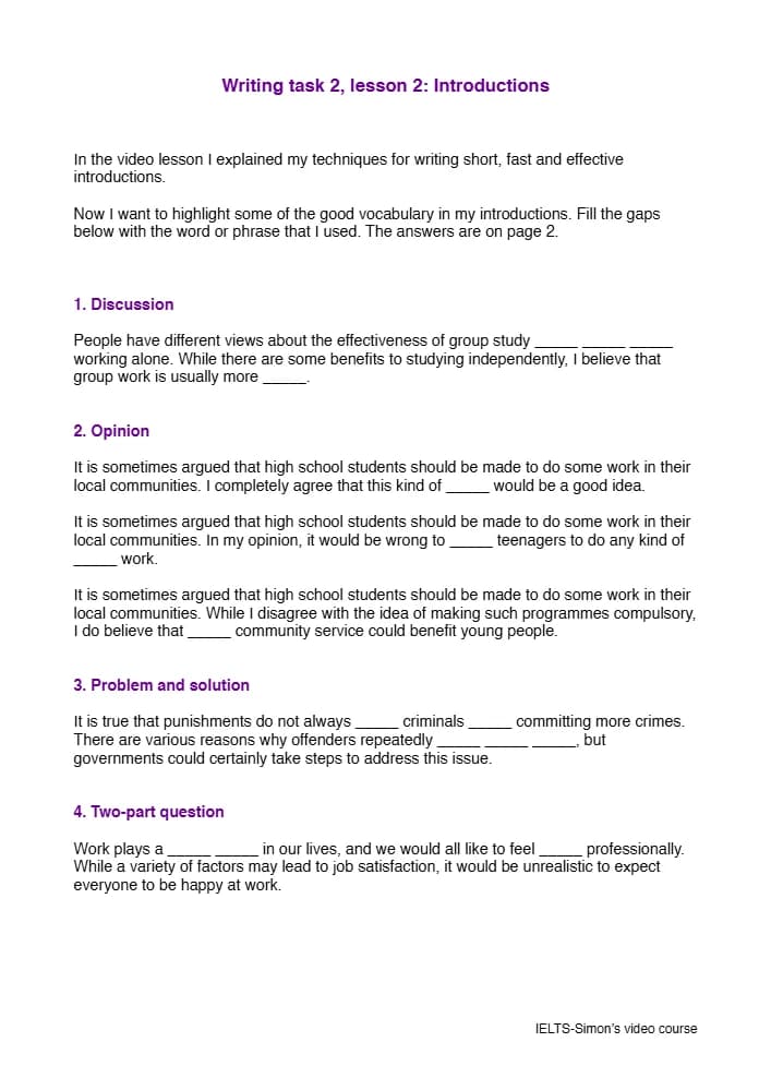 کتاب IELTS Simon Writing Task 2: Introductions Worksheet Part 3 (کاربرگ مقدمه‌نویسی رایتینگ تسک ۲، بخش ۳) نسخه انگلیسی PDF | Simon