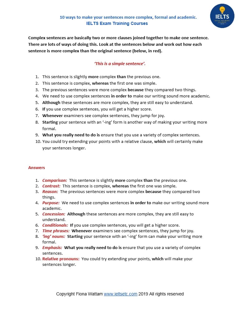 کتاب IELTS Complex Sentences (جملات پیچیده در آیلتس) نسخه انگلیسی PDF