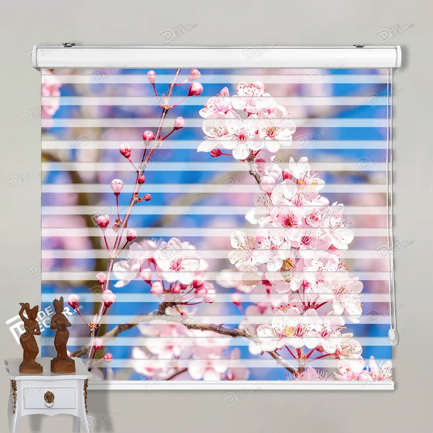 پرده زبرا گل شکوفه گیلاس کد AZ-02