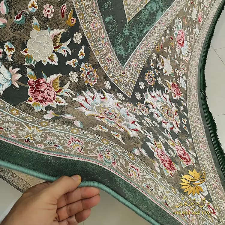فرش باغ گل سبز 1200 شانه افشان خاب مسطح — تصویر ۴