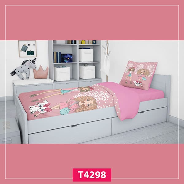 روتختی چاپی دخترانه صورتی کد T4298