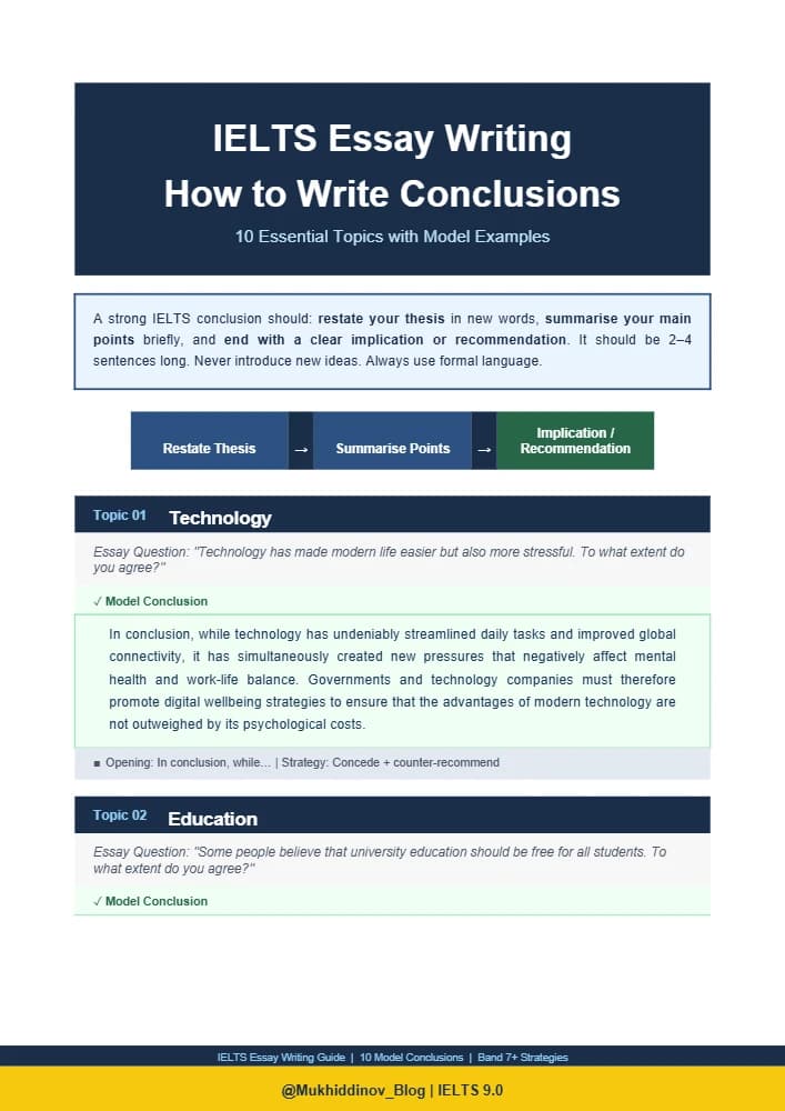 کتاب IELTS Conclusions Guide (راهنمای نوشتن نتیجه‌گیری در آیلتس) نسخه انگلیسی PDF