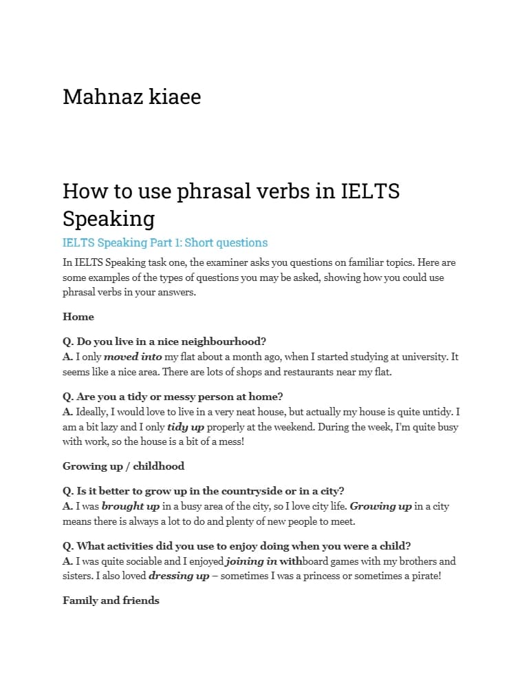 کتاب How to Use Phrasal Verbs in IELTS Speaking (استفاده از افعال عبارتی در اسپیکینگ آیلتس) نسخه انگلیسی PDF