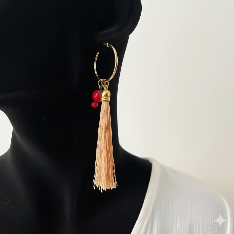 گوشواره حلقه ای زنانه طرح یلدایی ریش ریش با آویز انار با کیفیت بالا کد ztj — تصویر ۲