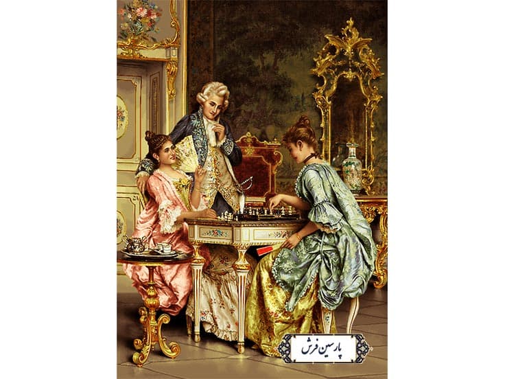 نخ و نقشه تابلو فرش شطرنج باز – کد NF2143