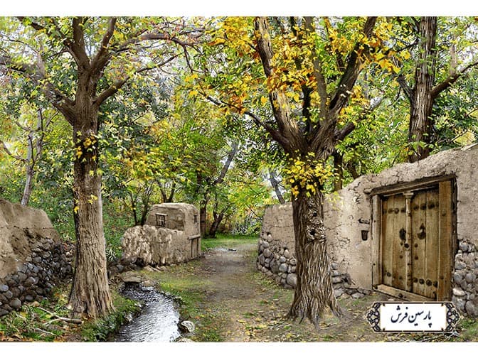 نخ و نقشه تابلو فرش دستبافت کوچه باغ – کد NV741