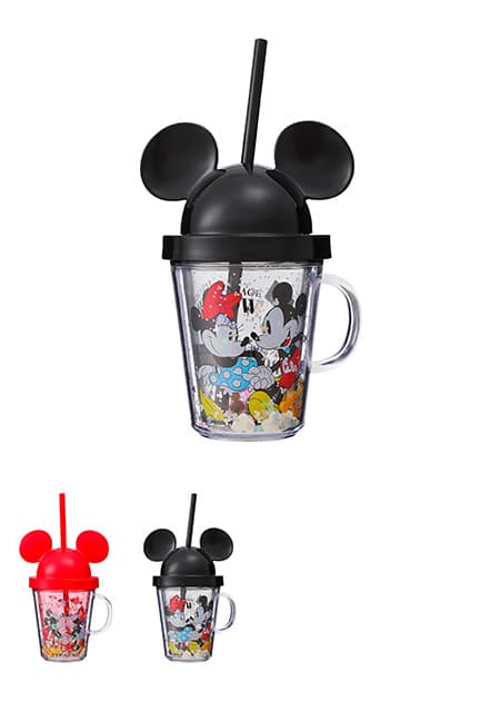 بطری در دار و نی دار میکی موس مینیسو، مدل Mickey Mouse Collection Straw Mug with، قرمز/مشکی، 280 میلی لیتر