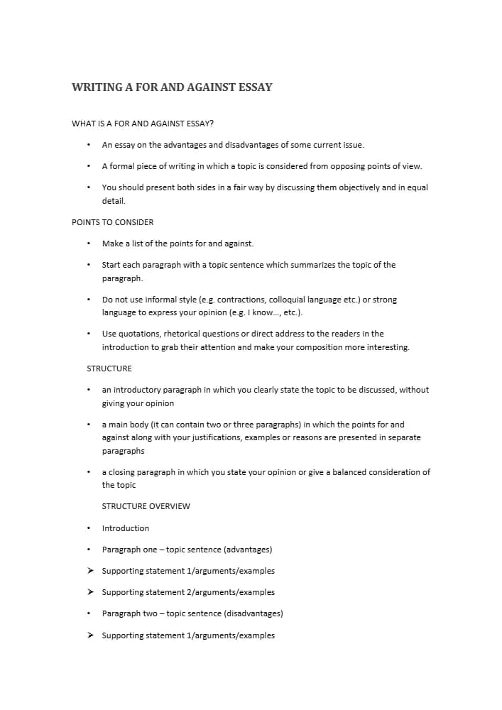 کتاب For and Against Essays (رایتینگ‌های موافق و مخالف) نسخه انگلیسی PDF
