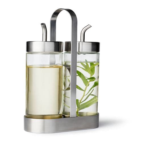 جای روغن و سرکه آیکیا، مدل ÖRTFYLLD، شیشه/استیل، 2 عددی با استند — تصویر ۴