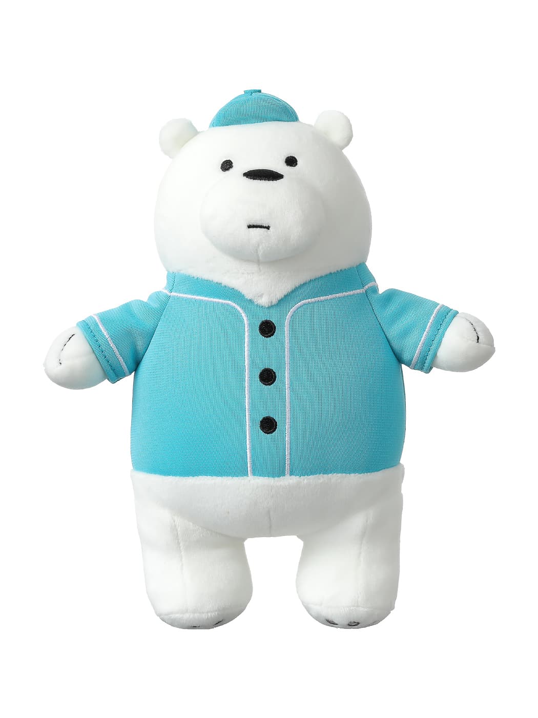 عروسک مخملی مینیسو، طرح ما خرسها (خرس قطبی ) Miniso We Bare Bears Collection 4.0 Plush Toy with Outfit(Ice Bear)، سفید / آبی، 21 سانتی متر