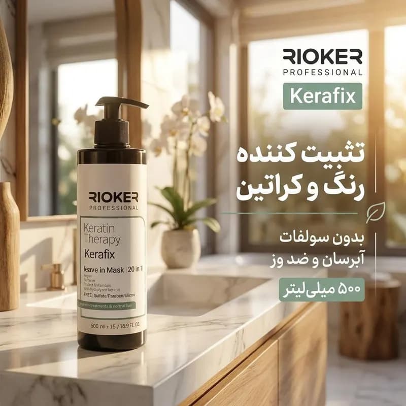 کرم مو تثبیت کننده ریوکر مدل کرافیکس مناسب موهای رنگ شده و کراتین شده حجم ۵۰۰ میلی لیتر — تصویر ۶