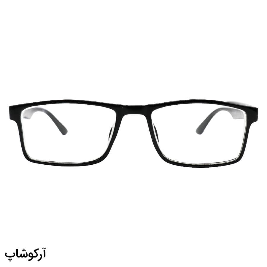 عینک طبی دوربین نمره -0.75 با فریم مستطیلی شکل، مشکی رنگ و دسته فنردار مدل 772 — تصویر ۲