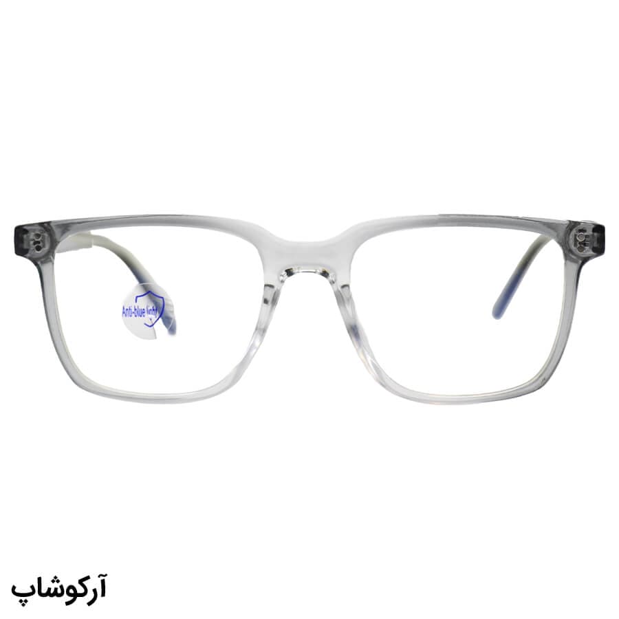 عینک با فریم مستطیلی شکل، رنگ طوسی و لنز بیرنگ و از جنس پلی کربنات (بلوکات) مدل 28061 — تصویر ۲