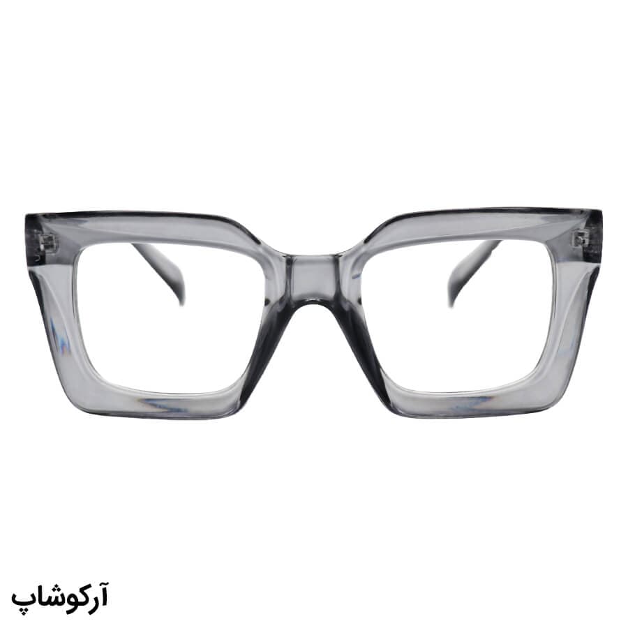عینک برند Celine با فریم رنگ طوسی براق، مربعی شکل و لنز بی‌رنگ و شفاف مدل S1304-1 — تصویر ۳