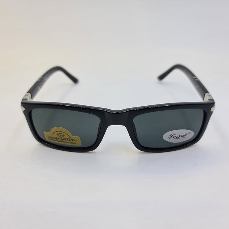 عینک دودی PERSOL با دسته فنری و عدسی سنگ و فریم مشکی رنگ مدل PO3103 — تصویر ۲