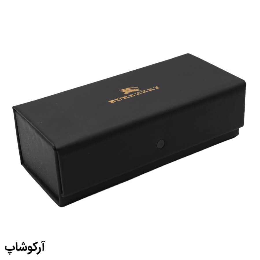 کیف عینک برند باربری (BURBERRY) مشکی رنگ، درب آهنربایی و مستطیلی شکل (به همراه دستمال) مدل 992805