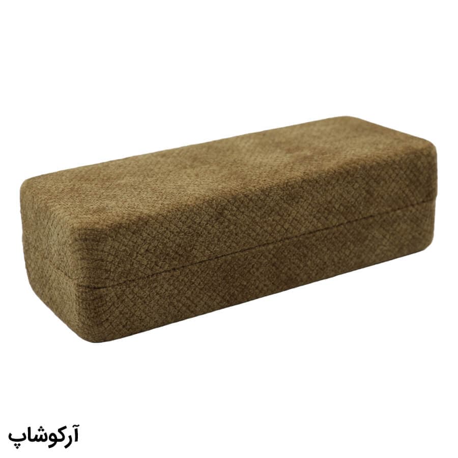 قاب عینک از جنس مخملی، مستطیلی شکل، کرمی رنگ و سایز بزرگ مدل 992803