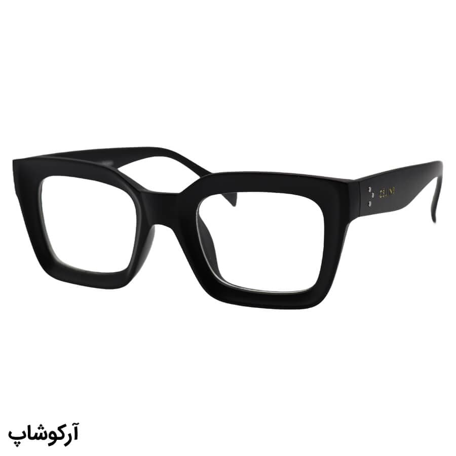عینک شب Celine با فریم رنگ مشکی مات، مستطیلی شکل و لنز بیرنگ و شفاف مدل 1735-1