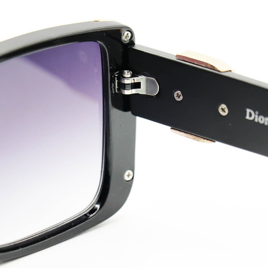 عینک آفتابی Christian Dior با فریم مربعی شکل، مشکی رنگ و لنز دودی سایه روشن مدل M9068 — تصویر ۴