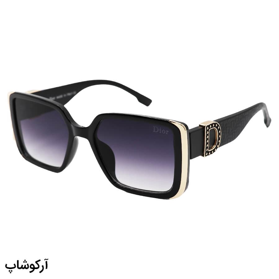 عینک آفتابی Christian Dior با فریم مربعی شکل، مشکی رنگ و لنز دودی سایه روشن مدل M9068