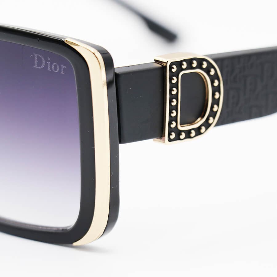 عینک آفتابی Christian Dior با فریم مربعی شکل، مشکی رنگ و لنز دودی سایه روشن مدل M9068 — تصویر ۵