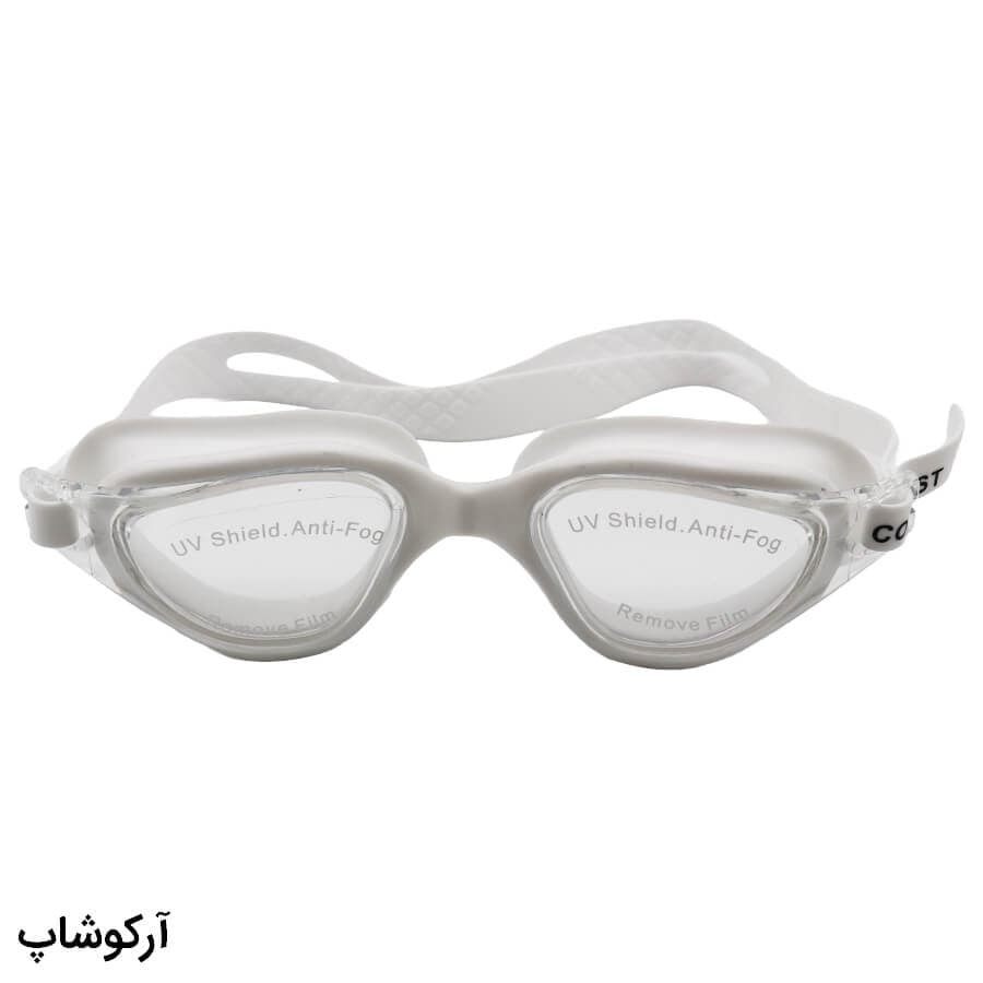 عینک شنا CONQUEST سفید رنگ، از جنس سیلیکونی به همراه قاب مدل BL3005