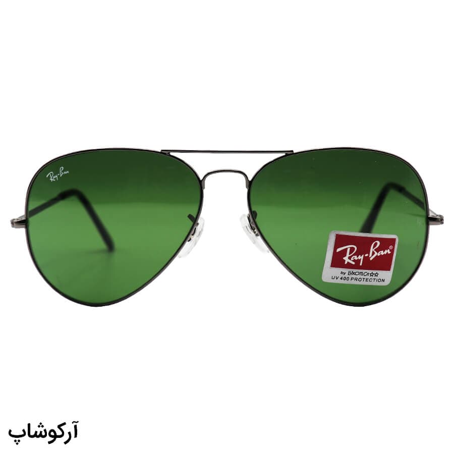 عینک آفتابی ریبن با فریم رنگ نوک مدادی، شکل خلبانی و لنز سبز تیره و آنتی رفلکس مدل RB3026 — تصویر ۲