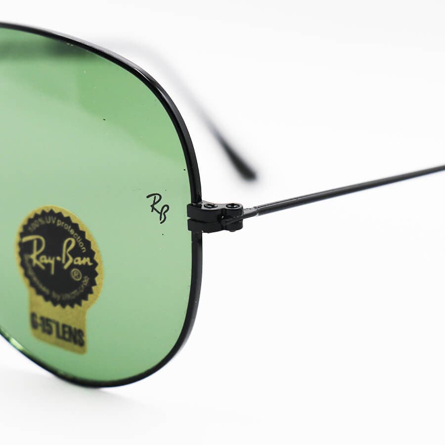 عینک آفتابی Ray-Ban با فریم خلبانی، مشکی رنگ و عدسی سبز تیره مدل HKM402 — تصویر ۵