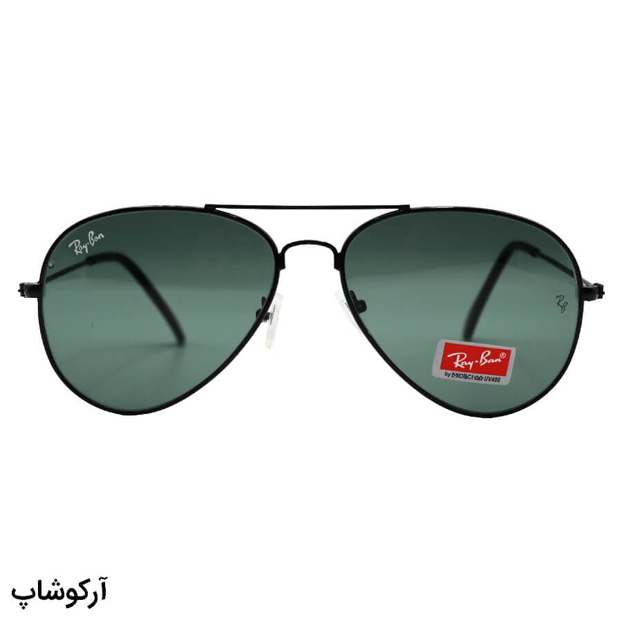 عینک آفتابی Ray-Ban با فریم خلبانی، مشکی رنگ و عدسی سبز تیره مدل HKM402 — تصویر ۱۲