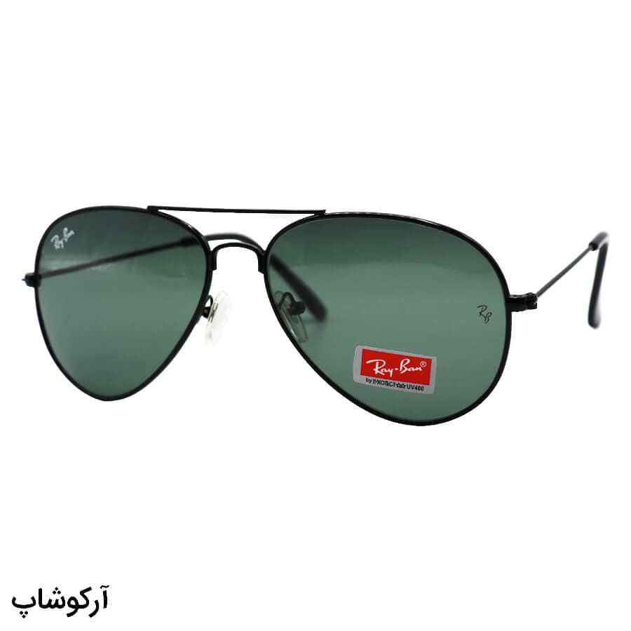 عینک آفتابی Ray-Ban با فریم خلبانی، مشکی رنگ و عدسی سبز تیره مدل HKM402 — تصویر ۱۱