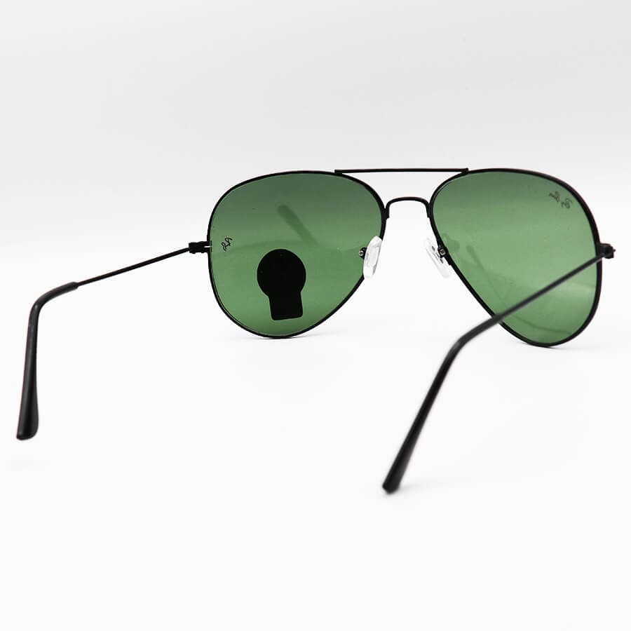 عینک آفتابی Ray-Ban با فریم خلبانی، مشکی رنگ و عدسی سبز تیره مدل HKM402 — تصویر ۳