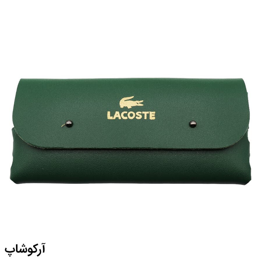 کیف عینک برند لاگوست (LACOSTE) مستطیلی شکل، از جنس چرمی و سبز رنگ مدل 992776