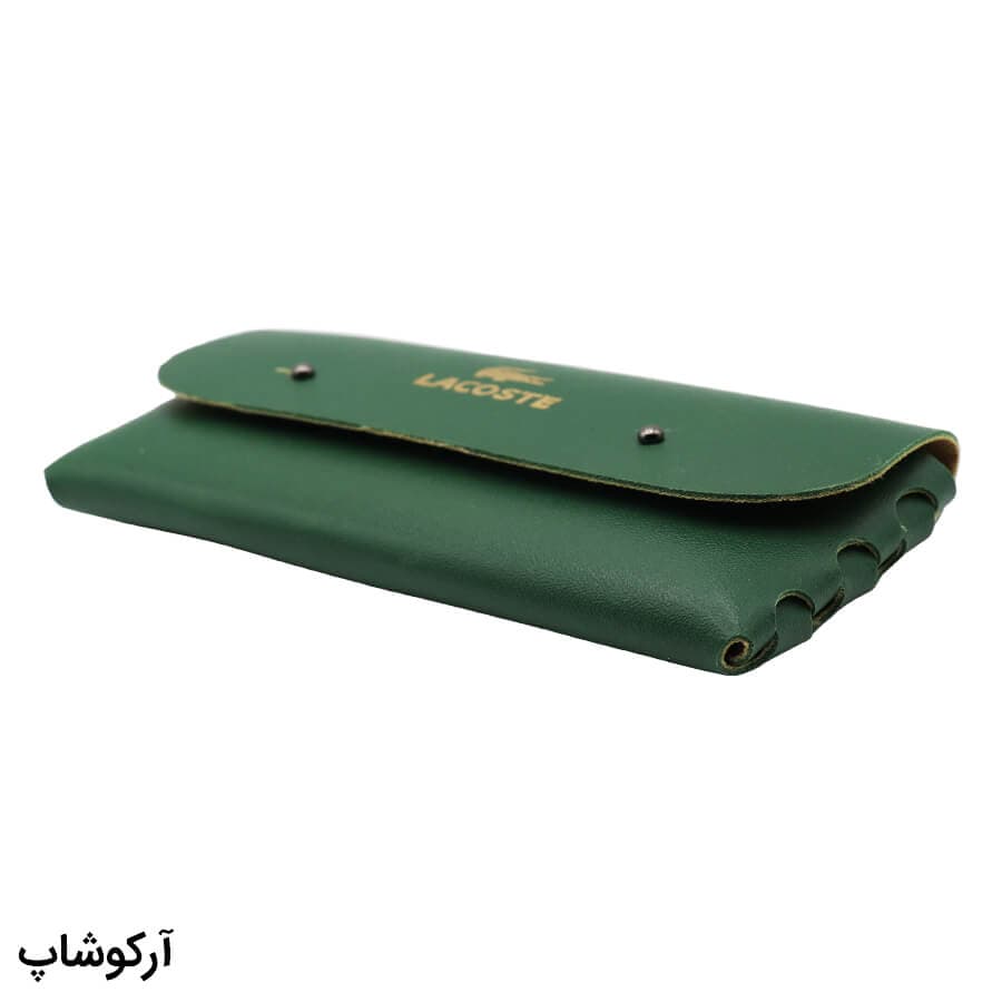 کیف عینک برند لاگوست (LACOSTE) مستطیلی شکل، از جنس چرمی و سبز رنگ مدل 992776 — تصویر ۲