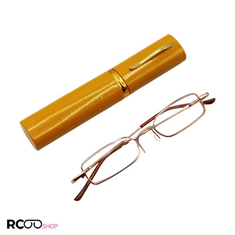 عینک مطالعه خودکاری باکیفیت با نمره +4.00 و قاب زرد مدل KH957