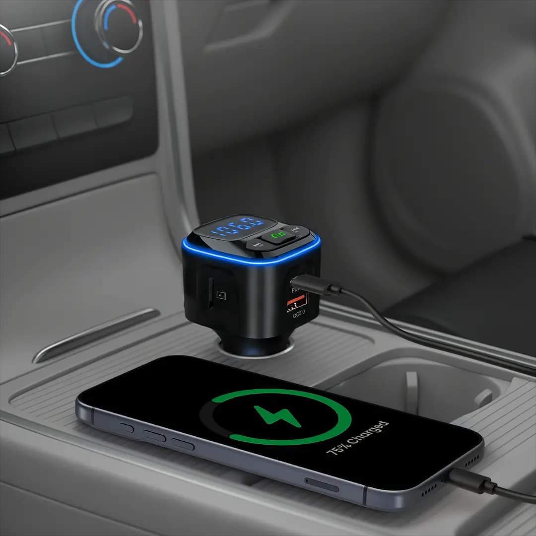 شارژر فندکی Green Lion FM Transmitter دو پورت با Bluetooth 5.3 و توان 36W — تصویر ۴