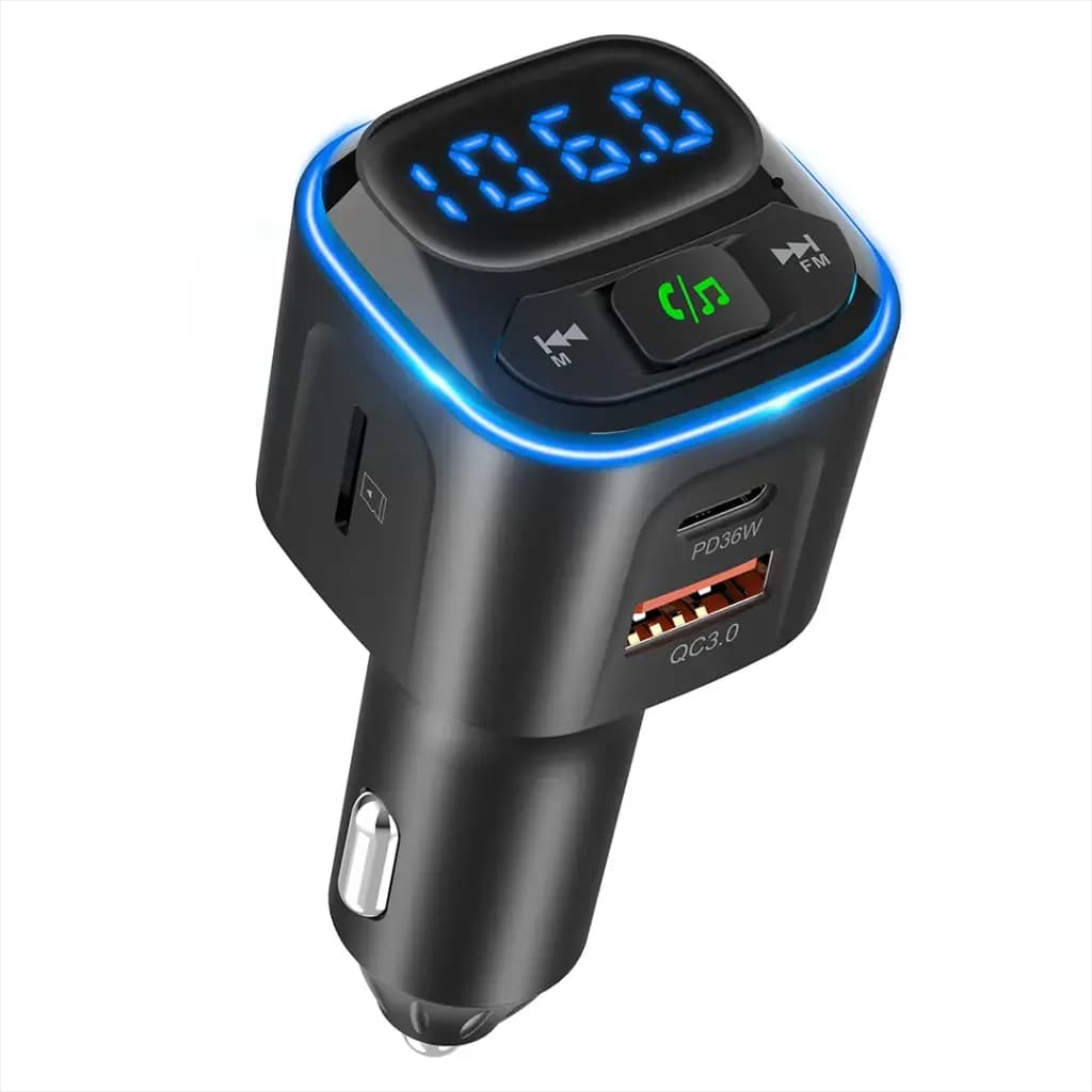 شارژر فندکی Green Lion FM Transmitter دو پورت با Bluetooth 5.3 و توان 36W — تصویر ۲