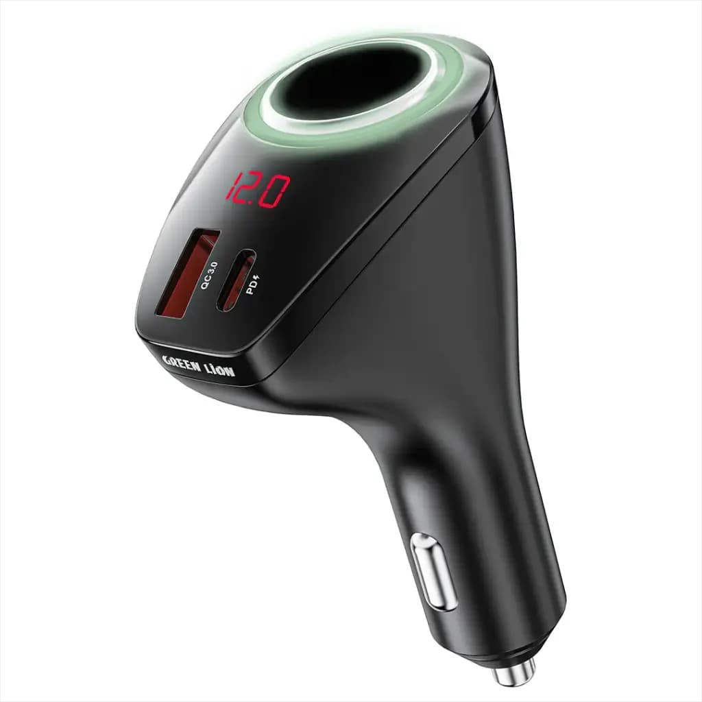 شارژر فندکی Green Lion Power Drive 75W با خروجی PD و QC