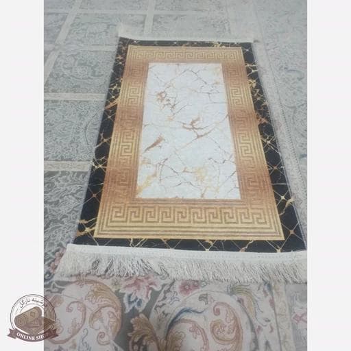 فرشینه مخمل مدرن مشکی طلایی استُپ دار ( ابعاد دلخواه )h253 — تصویر ۶