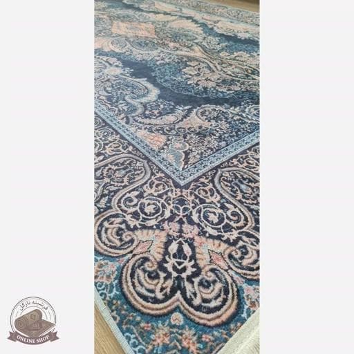فرشینه سرمه ای مدرن جنس مخمل تُرک استُپ دار ابعاد دلخواه کد h315 — تصویر ۵