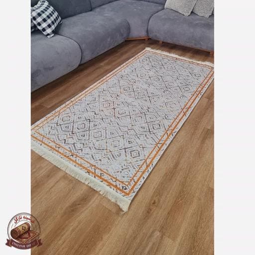 فرشینه کناره و راهرویی جنس مخمل طرح هندسی استُپ دار R106 — تصویر ۵