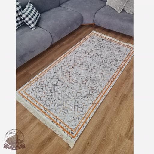 فرشینه کناره و راهرویی جنس مخمل طرح هندسی استُپ دار R106 — تصویر ۶